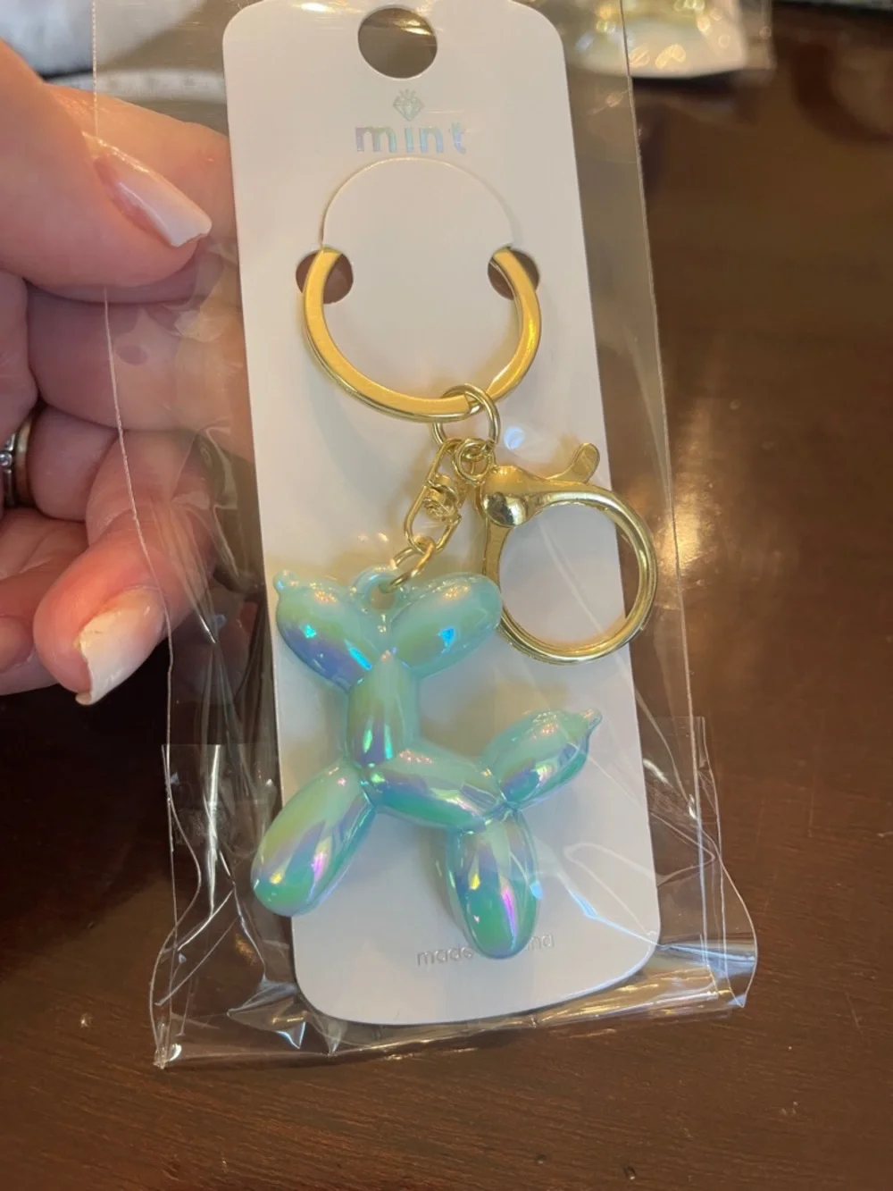 Blue Balloon Dog Keychain purse backpack charm key Holder Charm lobster clasp